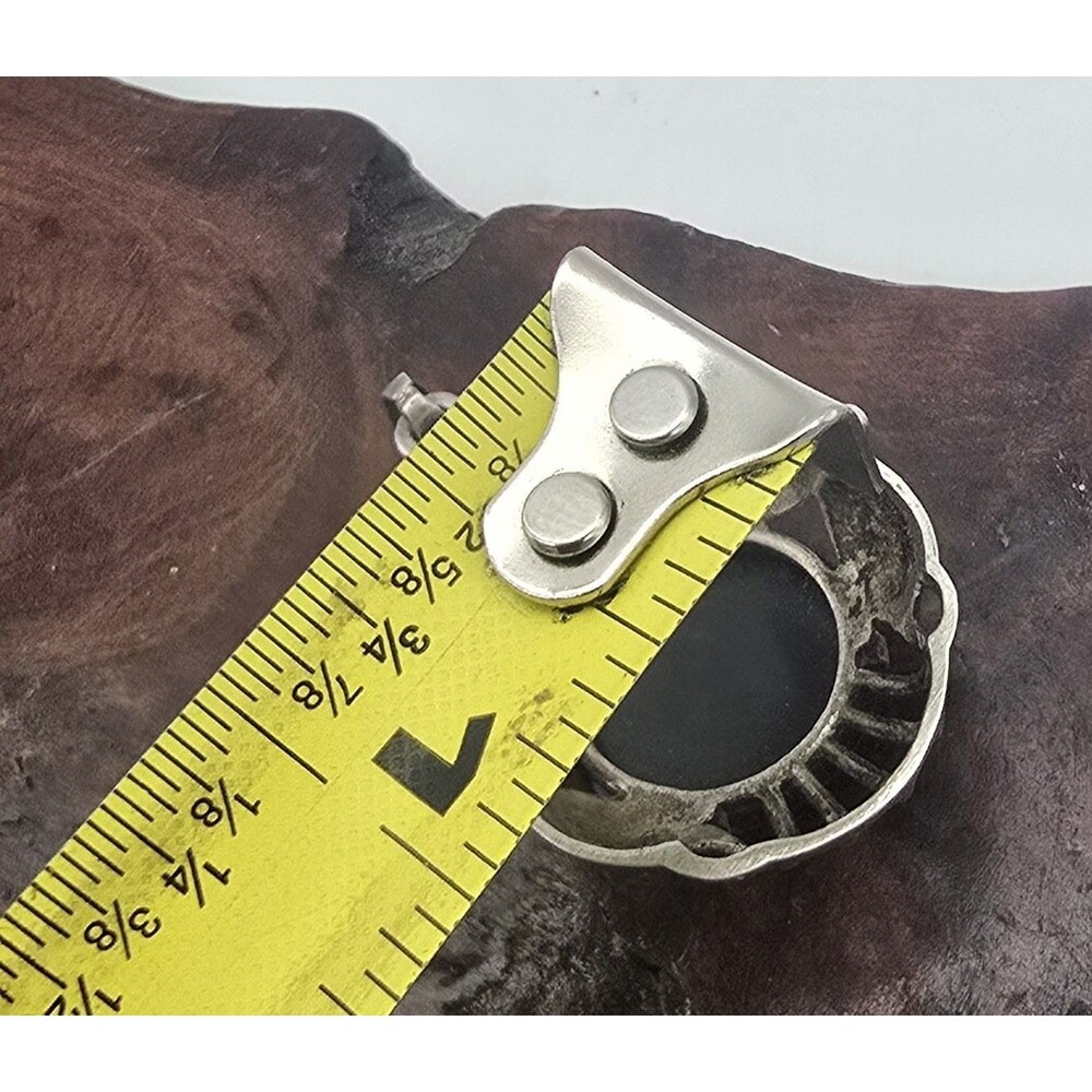 Vintage Norwegian 830 Sterling Silver Pendant, Black Onyx Stone Pendant - Picture 6 of 7